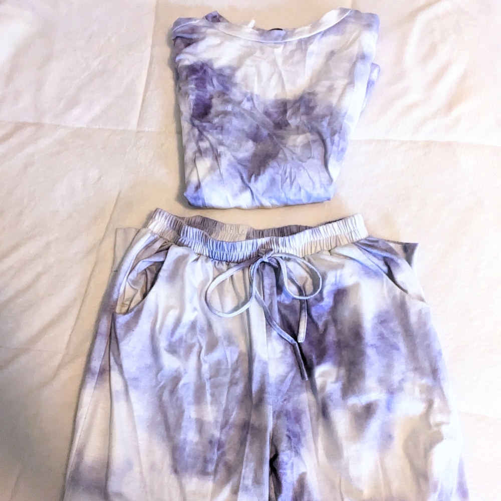 Purple and White Tie-Dye Pajama Set - Picture 5 of 6